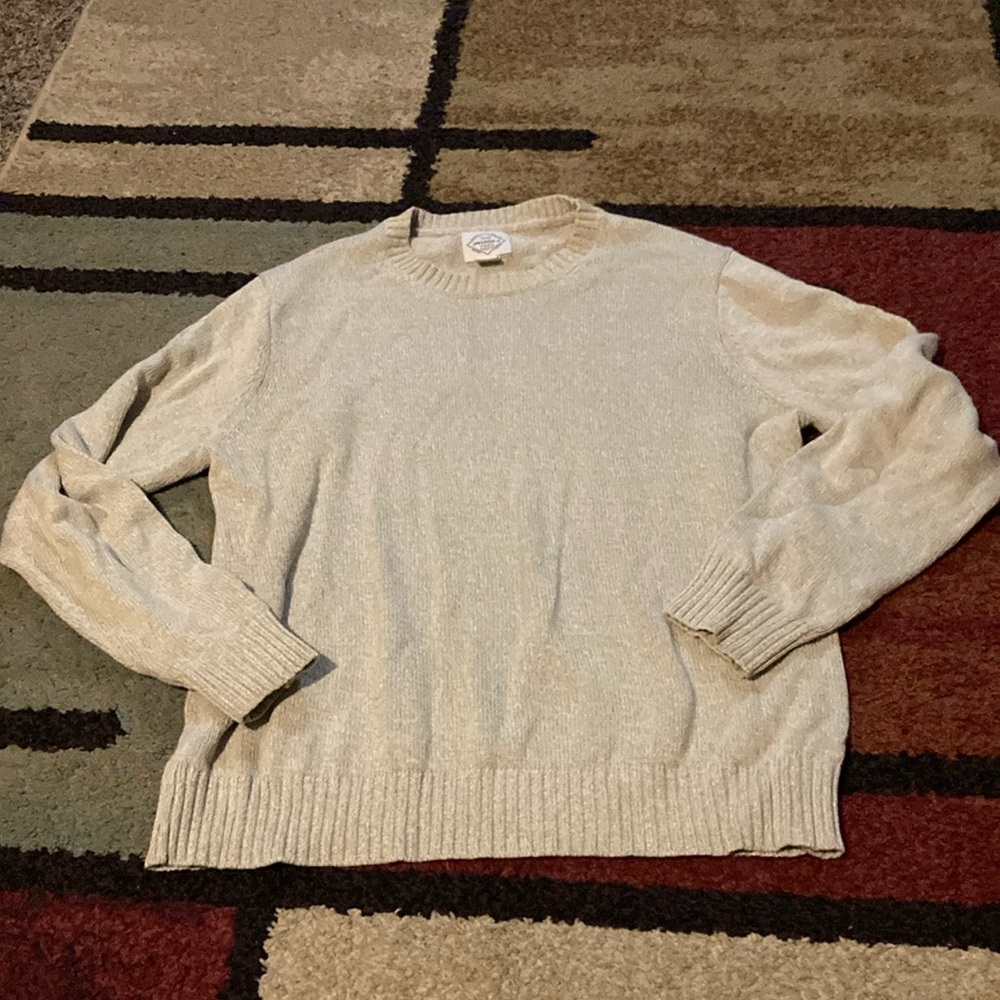 Beige, large, knitted sweater, warm winter
